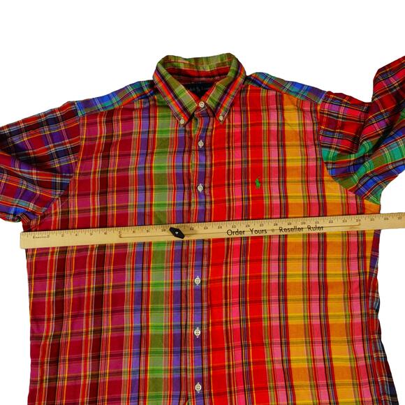 Ralph Lauren Y2K 90s Vintage Colorful Plaid Check Button Up Shirt Men's Large - Picture 5 of 6